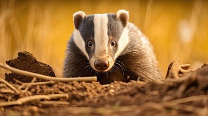 Close up of honey badger