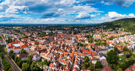 Old city of Ettlingen in Germany with Alb river. View of a central district of Ettlingen, Germany,...