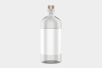 Glass Gin Bottle Mockup Isolated On White Background. 3d illustration - obrazy, fototapety, plakaty