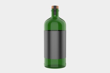 Glass Gin Bottle Mockup Isolated On White Background. 3d illustration
