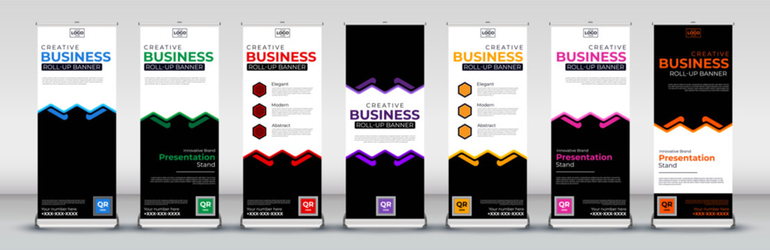abstract vertical business roll up Banner Design set for Street Business, events, presentations, meetings, annual events, exhibitions
