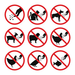 Do not feed the animals icon sign symbol set