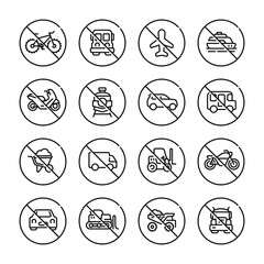 Prohibition vehicles symbol set vector. No vehicles sign symbol set vector © Vandhira