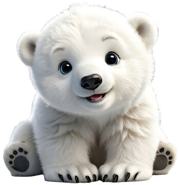 Cute baby polar bear image generative ai