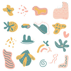 Collection of cute vector hand drawn flat abstract shapes