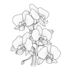coloring page orchid white flowers