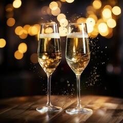 two glass with champagne