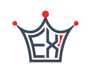 Crown shape EX letter logo design vector art