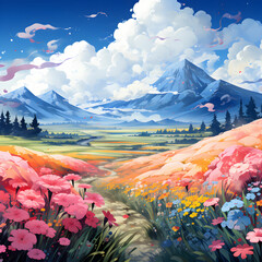 landscape with rainbow