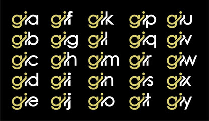 GIA, GIB, GIC, GID, GIE, GIF, GIG, GIH, GII, GIJ, GIK, GIL, GIM, GIN, GIO, GIP, GIQ, GIR, GIS, GIT, GIU, GIV, GIW, GIX, GIY Letter Initial Logo Design Template Vector Illustration