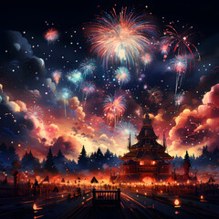 fireworks over the city