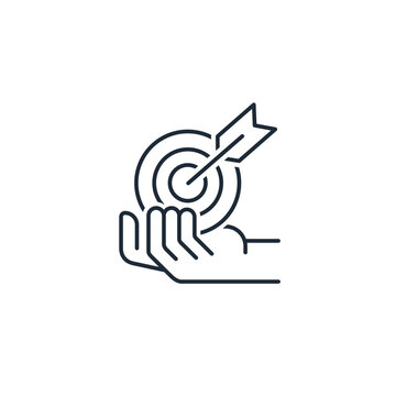 Achive the goal.  Vector linear illustration icon isolated on white background.