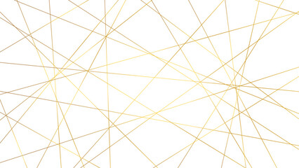 Random chaotic golden lines. Abstract geometric pattern. Outline monochrome texture.