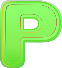 Neon bold alphabet letter P