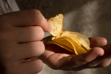 potato chips macro texture