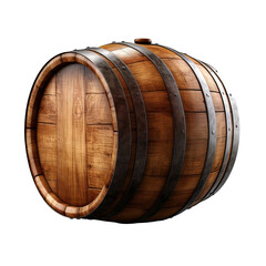 Antique oak wooden barrel set for winery and distillery, isolated on white transparent background, PNG