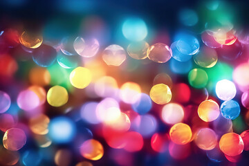 Naklejka premium Vibrant Rainbow Bokeh Lights on a Blurred Background