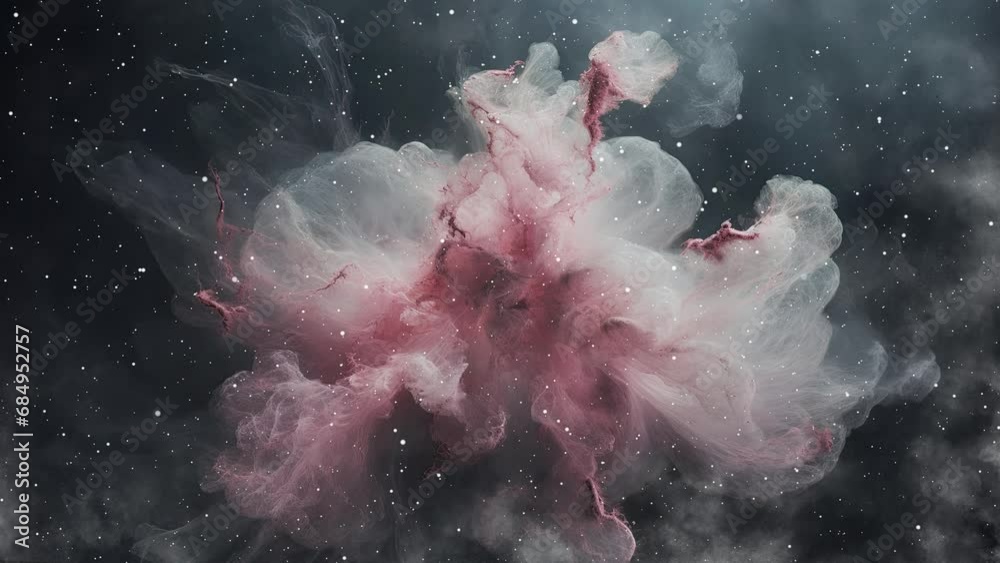 Wall mural an animated 4k push towards a morphing pink toned space nebula.