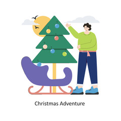 Christmas Adventure  vector Flat Design illustration. Symbol on White background EPS 10 File