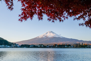 富士山　紅葉　河口湖　山梨