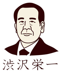日本の実業家 渋沢栄一 しぶさわ えいいち のシンプルなイメージイラスト ベクター