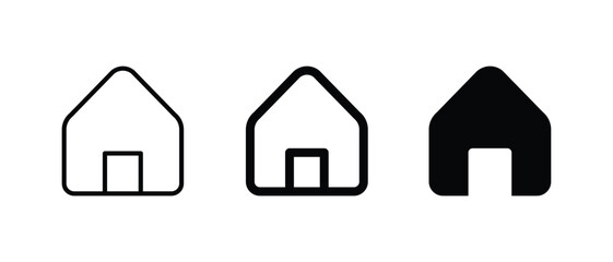 Home page icon set vector, outline icon for web and mobile apps