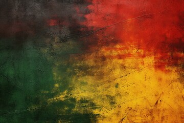 Celebrate Black History Month Grunge Texture Canvas in Red, Yellow, Green - obrazy, fototapety, plakaty