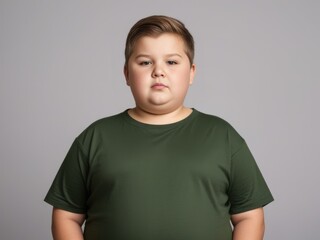 Cute overweight boy looking at camera