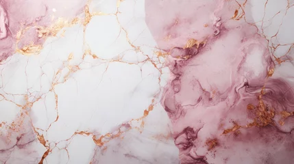 Foto op Aluminium Marble granite white wall surface pink pattern with gold cracks  graphic abstract light elegant for do floor ceramic counter texture stone, natural for interior decoration. © Planetz