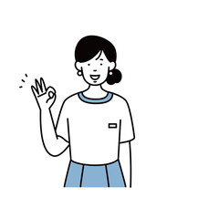 グッドサインのポーズをする美容部員のイラスト素材