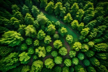 Aerial top view forest tree, Rainforest ecosystem and healthy environment concept and background, 