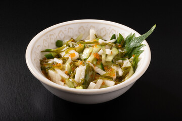 とびっことキュウリと長芋とメカブのねばねばサラダ