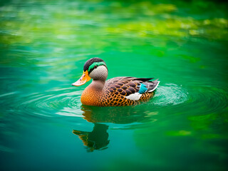 duck gracefully floating on water