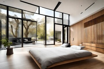 architecture, modern house, beautiful interiors, wide bedroom