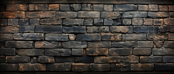 Black painted brick wall texture used as wallpaper or a backdrop.