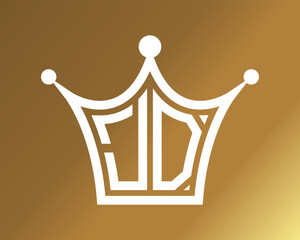 Crown shape JD letter logo design vector art