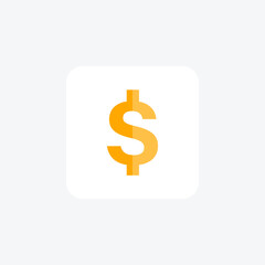 Obraz premium Dollar,US currency, American dollars, flat color icon, pixel perfect icon