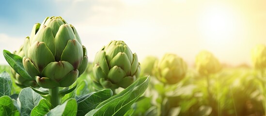 Agriculture enthusiasts appreciate the natural, organic artichoke plant with its green, vibrant...