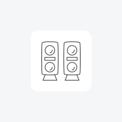 Speaker thin line icon, grey outline icon, pixel perfect icon