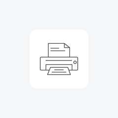 Printer, printing, document, paper, ink, technology, office thin line icon, grey outline icon, pixel perfect icon