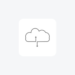 Cloud Sync, Cloud Storage thin line icon, grey outline icon, pixel perfect icon
