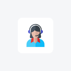 Helpline, Customer Support, Assistant flat color icon, pixel perfect icon