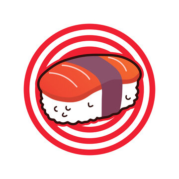 salmon sushi colorful logo design
