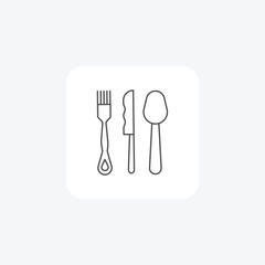 CutleryCraft,CulinaryEssentialsBadge, ChicEatingToolsIcon, thin line icon, grey outline icon, pixel perfect icon