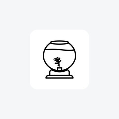 Aquarium, Aquatic Life, line icon, outline icon, pixel perfect icon