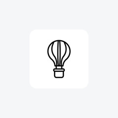 HotAirBalloonIcon, AerialAdventuresSymbols, BalloonFlightEmblems, line icon, outline icon, pixel perfect icon