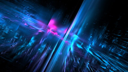 Futuristic abstract light, perspective, glowing background, technology design, science wallpaper, tunnel space. 3d render