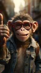 Two thumbs up from the monkey. Generative Ai.
