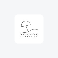 Seaside, Shoreline, Coastal, Sand, Ocean, thin line icon, grey outline icon, pixel perfect icon