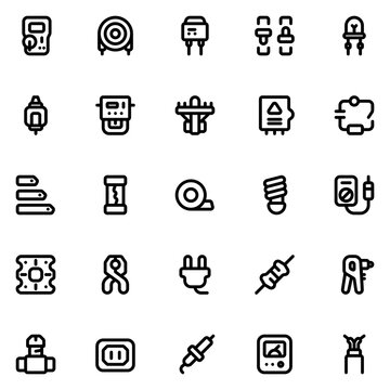 electrician tools line icon sheet
